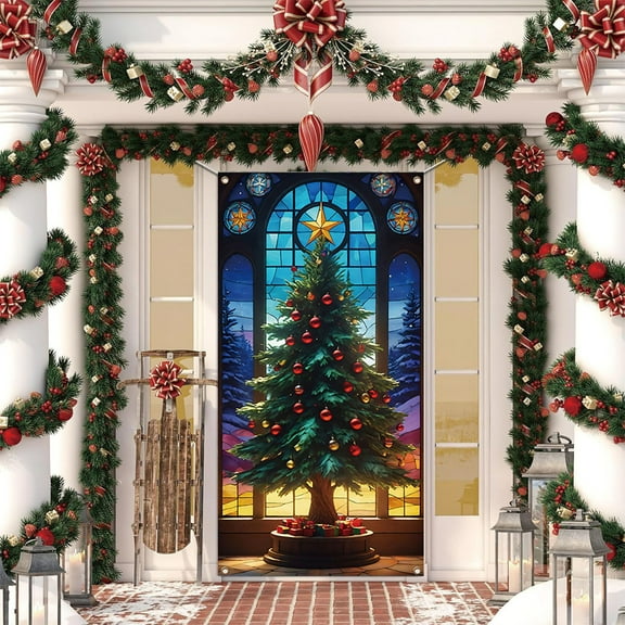 Christmas Decorations Indoor Outdoor Christmas Decorations 35X71 Inch Door Cover With Santa Pattern For Christmas Celebration Christmas Decor Christmas Ornaments