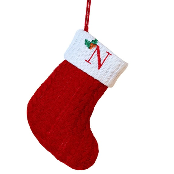 Christmas Decorations Indoor Outdoor, Christmas Embroidered Letter Socks Christmas Tree Pendant Knitted Red Green White Christmas Socks, on Sale Clearance!