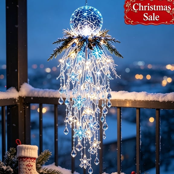 Christmas Decorations Indoor Outdoor Clearance - Light Up Christmas Ornaments with Crystal Tassel Snowflake Pendant, Christmas Hanging Decorations for Porch Xmas Party Home, Christmas Gifts (A)
