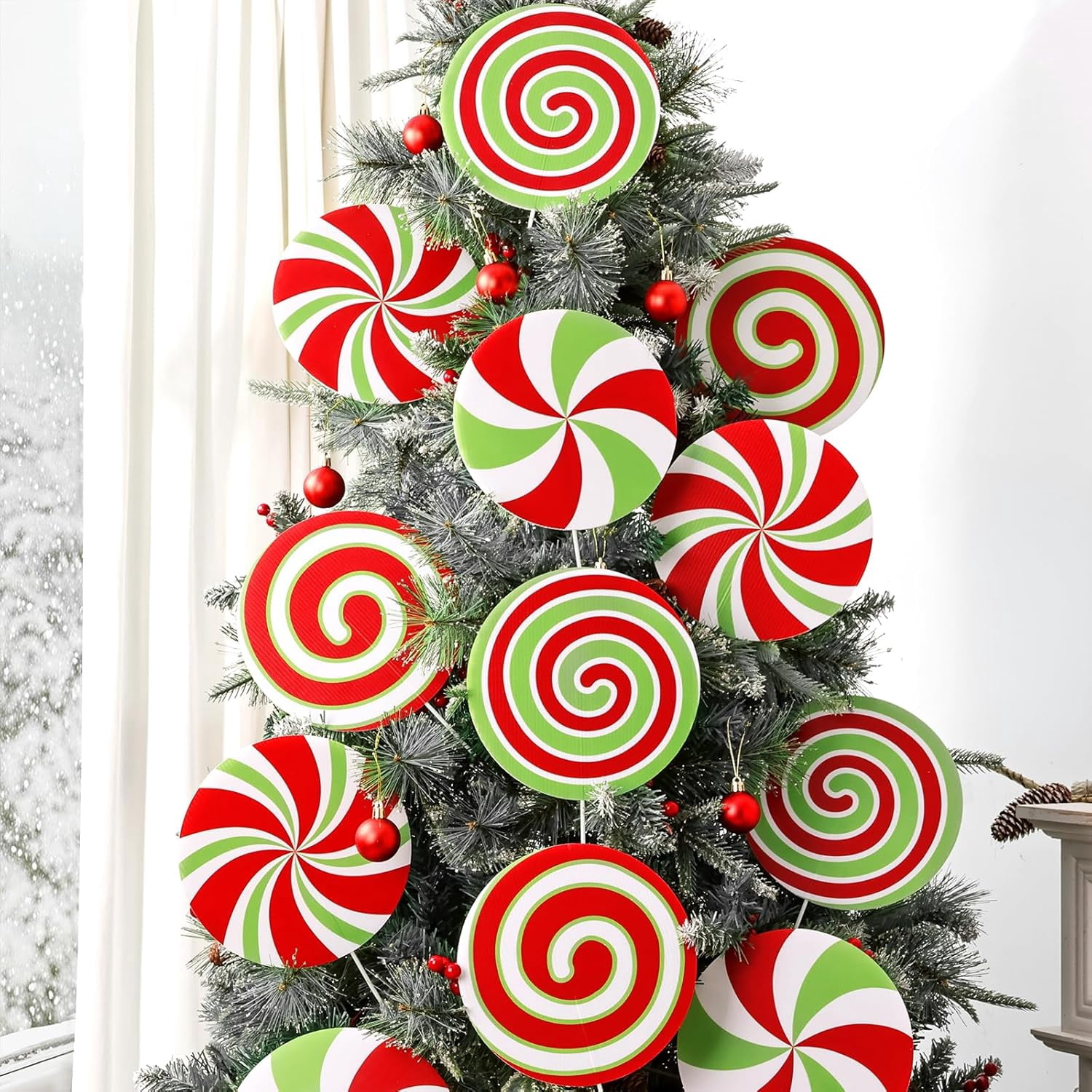 Christmas Decorations Indoor Tree Picks: 12 pcs Large Red Green