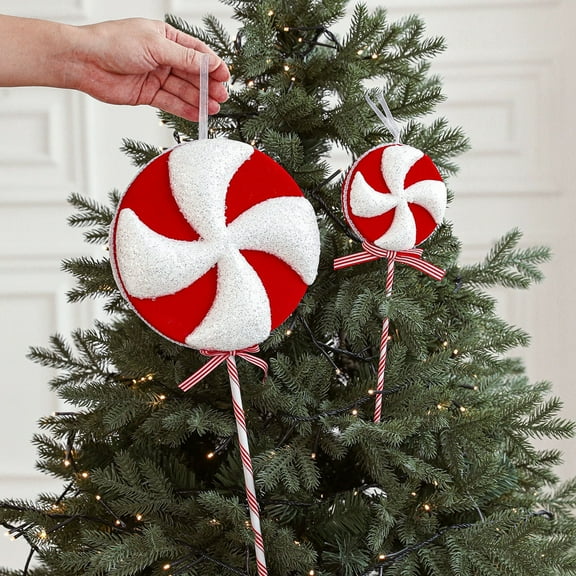 Christmas Decorations Indoor Tree Picks: Large Red White Peppermint Lollipop Christmas Picks for Tree, Cute Candy Picks Ornaments for Xmas Tree Topper Home Office Holiday Party Vase Decor