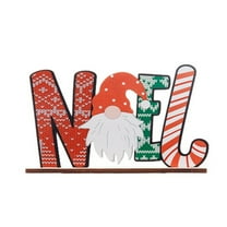 Christmas Decorations Indoor Wooden Santa Snowman Block Farmhouse Joy Sign, Christmas Tabletop Decorations Table Centerpiece for Home Mantel Shelf, Winter Xmas Holiday Party