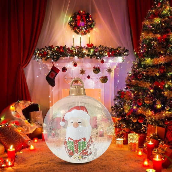 Christmas Decorations Inflatable Ball,Large PVC Outdoor Christmas Ornaments,Christmas Ornaments Indoor, Reusable Yard Decor, Seasonal Holiday Hanging Up Ornaments Ball