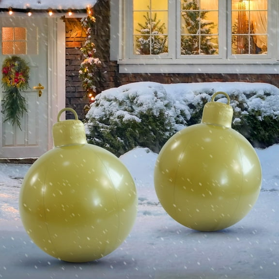 Christmas Decorations Inflatable Balls Outdoor, Large Modern 23.6 Inches Christmas Ornaments Indoor, Reusable Blow Up Yard Decor, Oversized Seasonal Holiday Hanging Up Ornaments Ball Ideal For Party