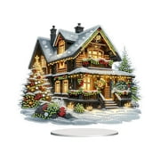 Christmas Decorations Jjfox Diy Tabletop Art Painting Kit，Special Shaped Desk Placement Ornament，Home Stand up Gem Painting Craft Kit，Gift Double Sided. (Christmas House 1) Home Decorations Deals