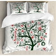 thumbnail image 1 of Christmas Decorations King Size Duvet Cover Set, Large Tree with New Year Ornaments Gifts Candles Angels Holiday Theme, Decorative 3 Piece Bedding Set with 2 Pillow Shams, Green Red, by Ambesonne, 1 of 3