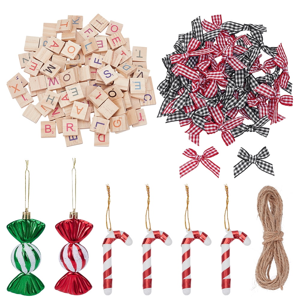 Christmas Decorations Kits include Polyester Ribbon Bowknot Wood ...