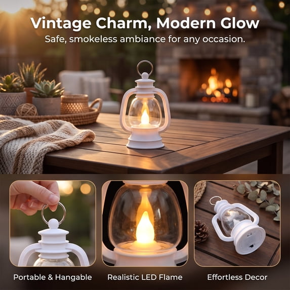 Christmas Decorations LED Lantern Night Light 11cm, Flameless Flickering Candle Ornament Lamp for Tabletop Mantel Shelf Display by OVFUIZ