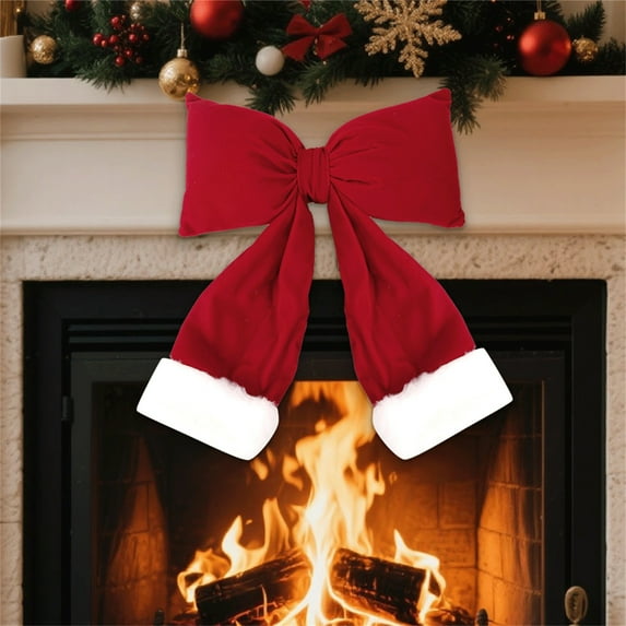 Christmas Decorations, Large 3D Red Bow Hanging Ornament with White Trim Holiday Wall Hanging Decoration for Christmas Tree, Shopping Mall, Hotel, Party Décor 2025