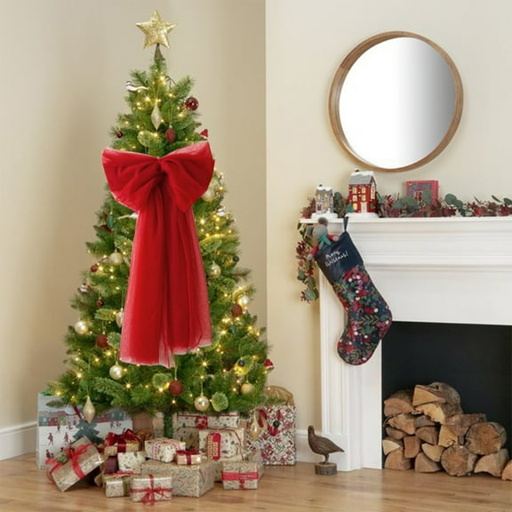 Christmas Decorations Large Green Velvet Bow 29.5 x 13.8 Inches for Christmas Tree Hanging Window Wedding Scene Gift Box Decor Indoor Outdoor Holiday Ornament