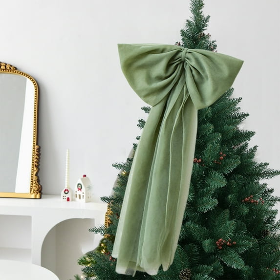 Christmas Decorations Large Green Velvet Bow 29.5 x 13.8 Inches for Christmas Tree Hanging Window Wedding Scene Gift Box Decor Indoor Outdoor Holiday Ornament