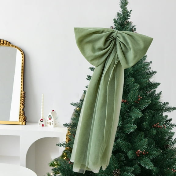 Christmas Decorations Large Green Velvet Bow 29.5 x 13.8 Inches for Christmas Tree Hanging Window Wedding Scene Gift Box Decor Indoor Outdoor Holiday Ornament
