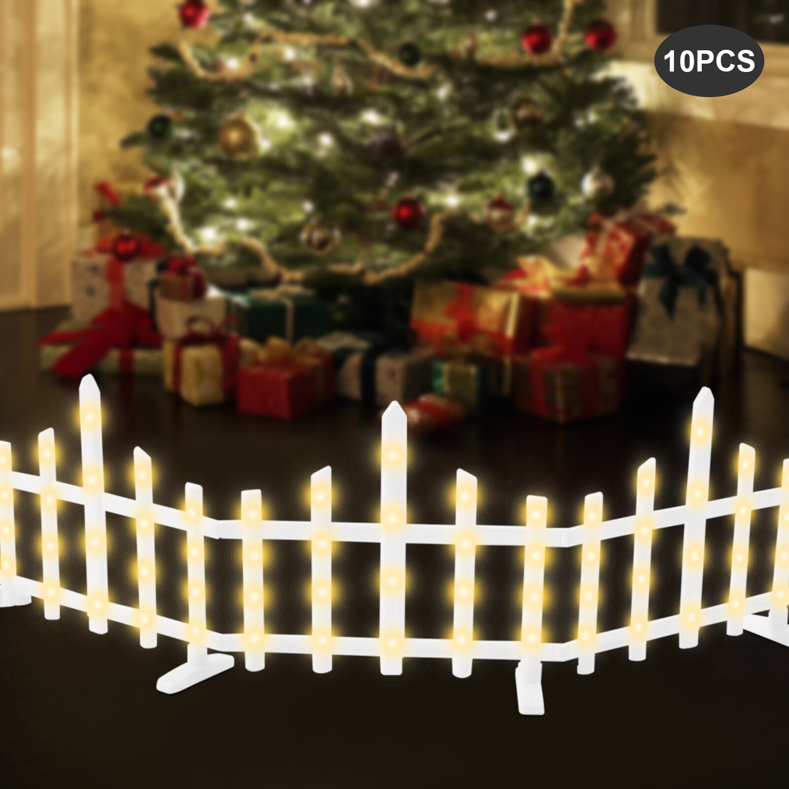 Christmas Decorations Light, Christmas Fence Lights, Decorative Lights Edging Garden Border with LED Lights for Garden Landscape Patio Yard Path Home