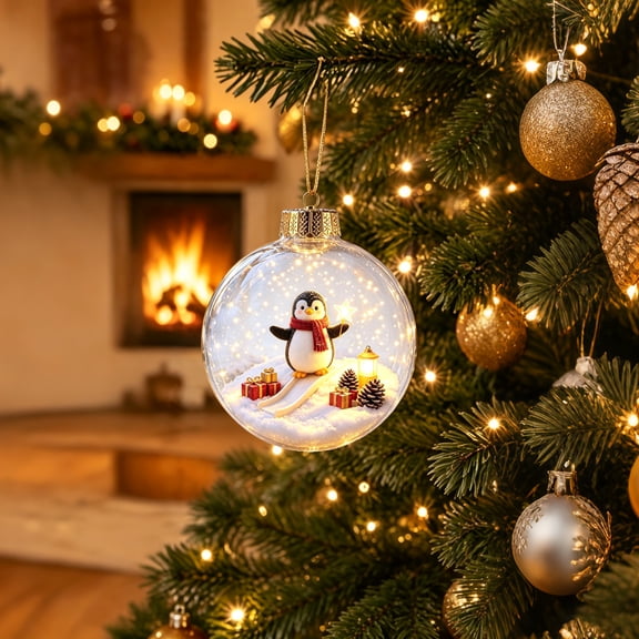 Christmas Decorations,Light Up Christmas Ornaments, Mini Gold LED Ball Ornaments for Christmas Tree, Mantel, Holiday Decor & Gift(1)1PCS
