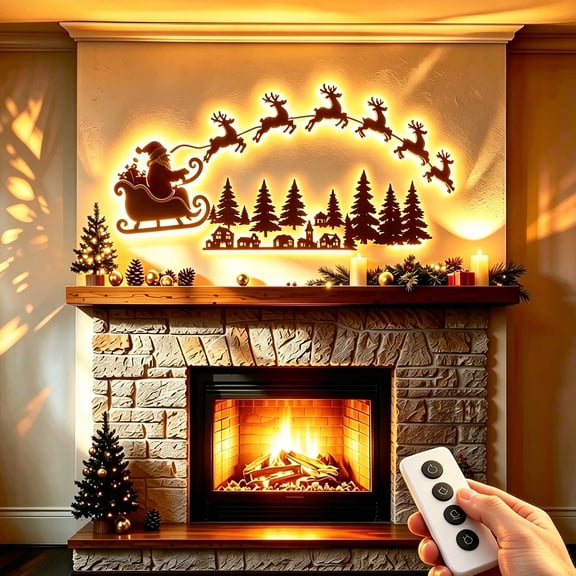 Christmas Decorations Lighted Reindeer with Remote Control,Farmhouse Decor Wall Display for Living Room, Stairway & Hallway, Holiday Xmas Gift Ideal