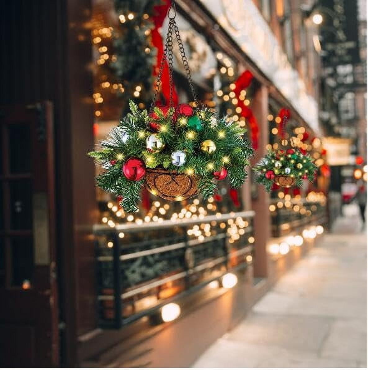 Christmas Decorations Lights Artificial Hanging Flowers in Basket ...