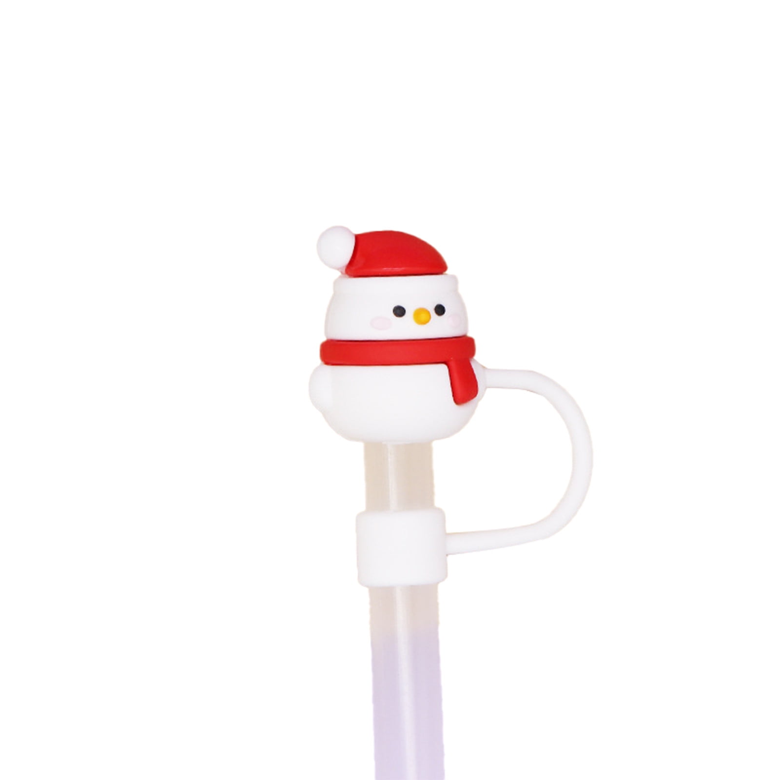 Christmas Straw Cover Cap 10mm Reusable Silicone Straw Topper