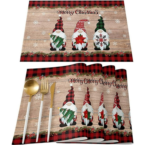 Christmas Decorations Linen Faceless Doll Table Mat Doll Insulation Mat Table Dress Up