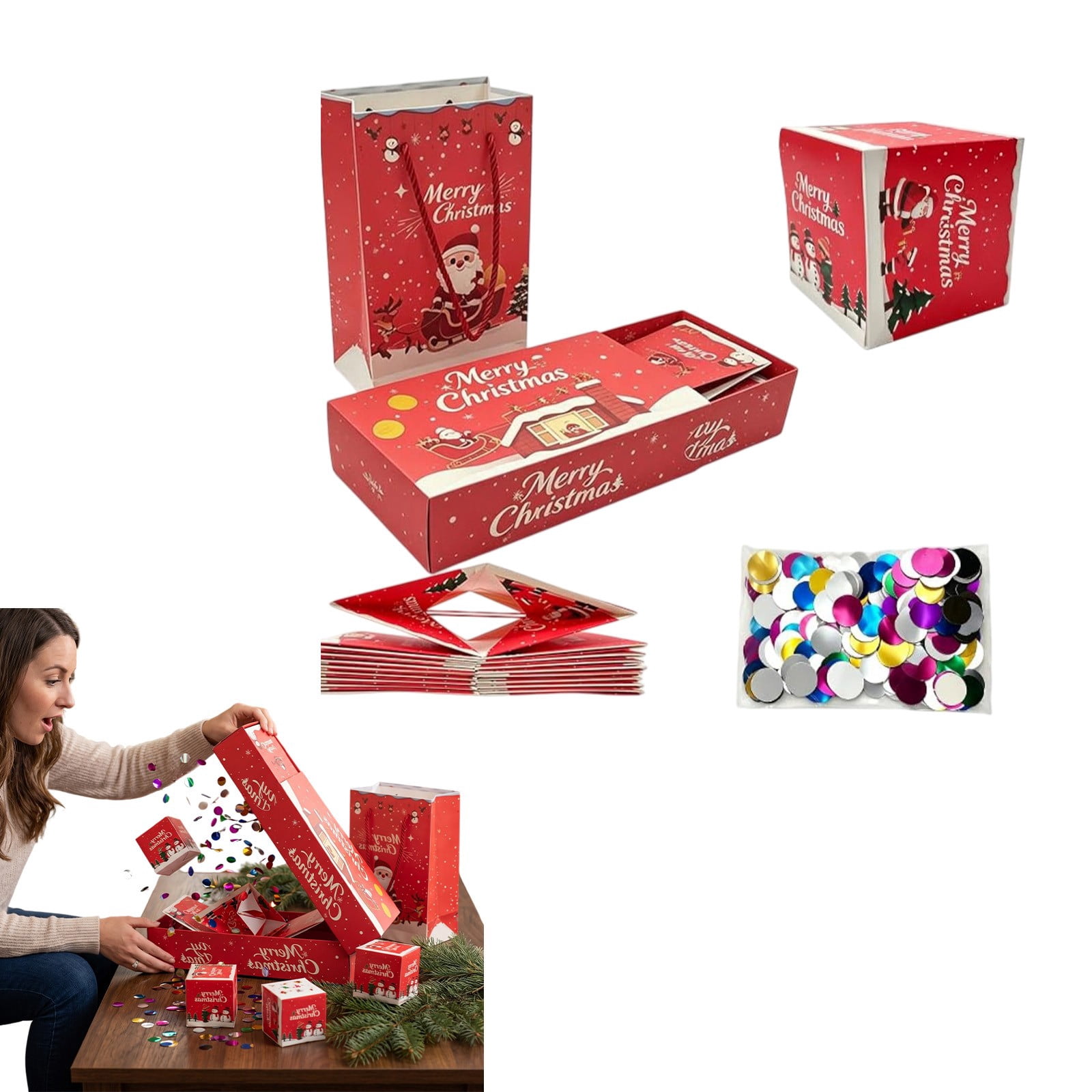 Christmas Decorations Merry Christmas Pop Up Surprise Gift Box, Easy ...