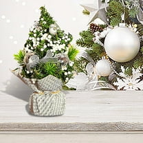 Christmas Decorations,Mini Berry Pinecone Christmas Tree,Creative Artificial Christmas Tree with Lights for Holiday Home Office Party Display Gift,Silver