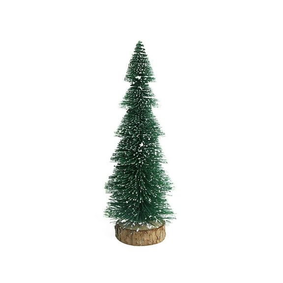 Christmas Decorations Mini Christmas Trees, Artificial Christmas Tree Bottle Brush Trees with Glitter Powder Wooden Base for Christmas Decor Christmas Party Home Table