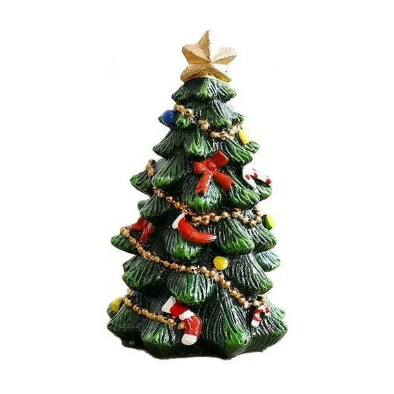 Christmas Decorations Mini Christmas Trees, Resin Christmas Tree Hand-Painted Trees with Star Topper for Christmas Decor Christmas Tabletop Party Home Table Craft - Green