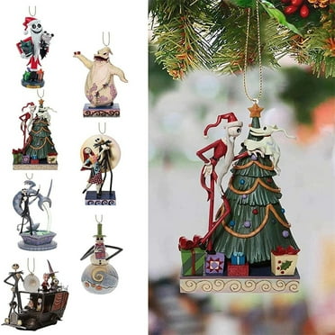 Christmas Decorations Night-mare Before Christmas Decorations, 7pcs Acrylic Cute Jack And Sally Christmas Tree Pendants, 2024 Flat Christmas Tree Ornaments Set For Tree