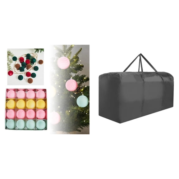 Christmas Decorations Ornaments and Christmas Household Storage Bag-Flocked Christmas Balls for Xmas Tree Decor,Indoor Outdoor Holiday Home Party Decoration Supplies,Festive Gift for Family Friends