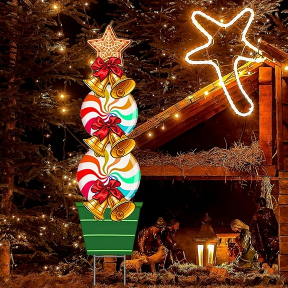 Christmas Decorations Outdoor -1 Pack, 54In Xmas Yard Stakes Signs - New Year Giant Holiday Decor Outdoor for Lawn Pathway Walkway Candyland Themed Party