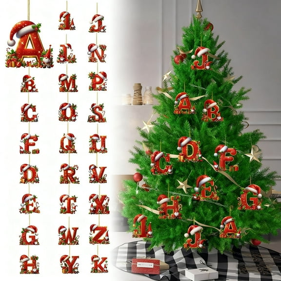 Christmas Decorations Outdoor 26 Letters Christmas Tree Decoration Pendant Christmas Tree Ornaments Personalized DIY Christmas Ornaments Christmas Decoration Christmas Hanging Decor