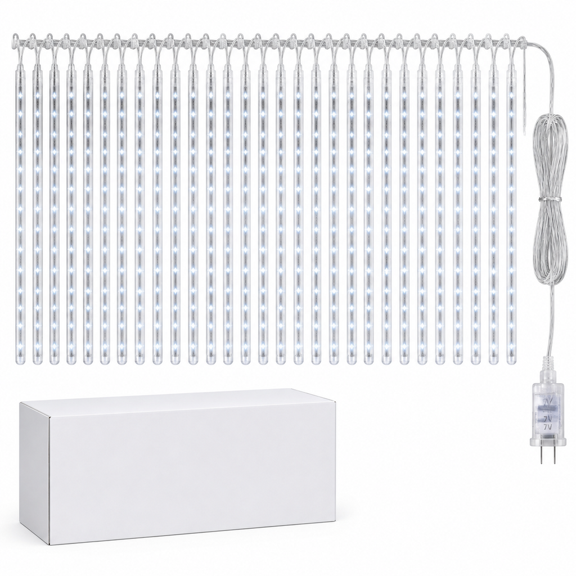 Christmas Decorations Outdoor 32-Tube White Meteor Shower Rain Lights