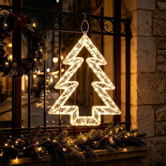 Christmas Decorations Outdoor Indoor Clearance – Christmas Lights with Iron Frame, LED Lighting Outdoor Yard Lights, Decorative for Gardens, Lawns, Windowsills, Walls Decor (D)