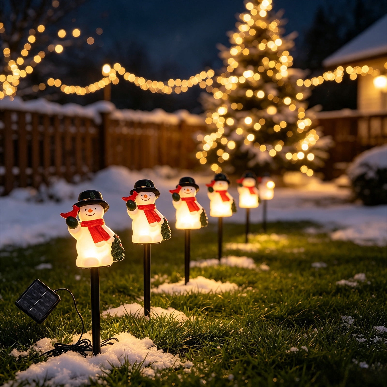 Solar 556 Christmas Decorations Outdoor Solar Snowman Stake Lights LED Warm Glow ...