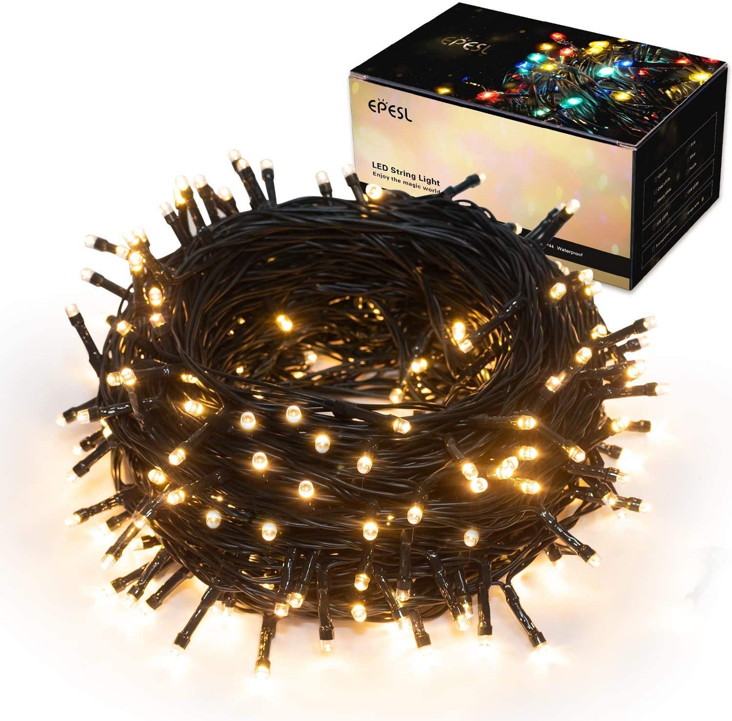 Christmas Decorations Outdoor String Lights - 14m/46ft 110 LEDs 8 Modes Function End-to-End Extendable Plug in Waterproof Fairy Lights for Thanksgiving/Halloween/Wedding/Patio/Home/Indoor - Warm White