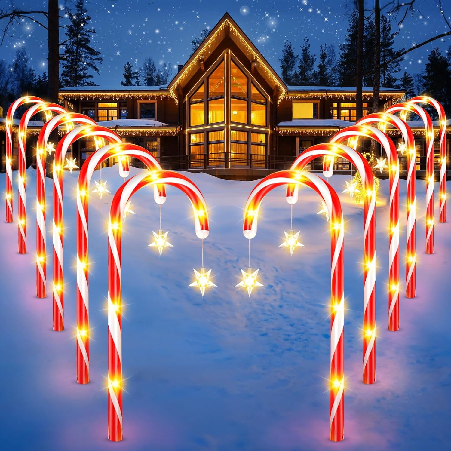 Christmas Decorations Outside,Solar Candy Cane Lights Christmas
