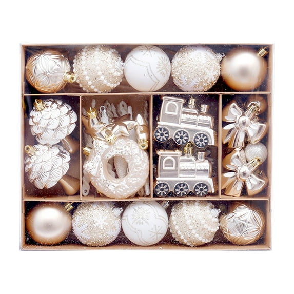 Christmas Decorations with Painted Christmas Balls Set - 45 Pieces Christmas Tree Pendants, Including Gingerbread Designs for Holiday Home Decor and Christmas Gifts-