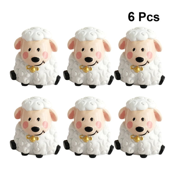 STRANDCHIC Resin Sheep Figurines Set of 6 Cute Decorative Ornaments for Car Bedroom Home Decor