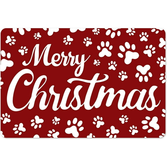 Christmas Decorations Pet Feeding Mat Absorbent Dog Food Mat for Water Spill, Dog Mat for Food and Water Bowl, Quick Dry Dog Water Dispenser Mat, Dog Water Bowl Mat for Messy Drinkers