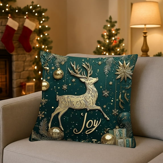 Christmas Decorations Pillow Covers 18x18" Christmas Decorative Pillow Cases with Soft Fabric Hidden Zipper Xmas Decorations