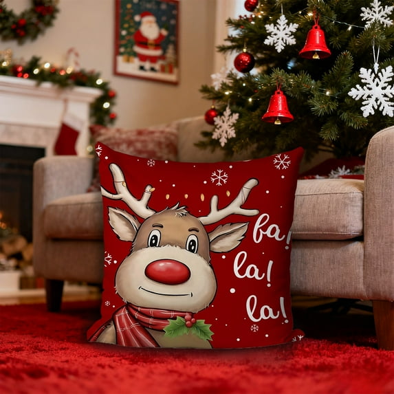 Christmas Decorations Pillow Covers Christmas Pillowcase Bedroom Sofa Cushion Pillow Cover for Holiday Party Supplies 18x18"