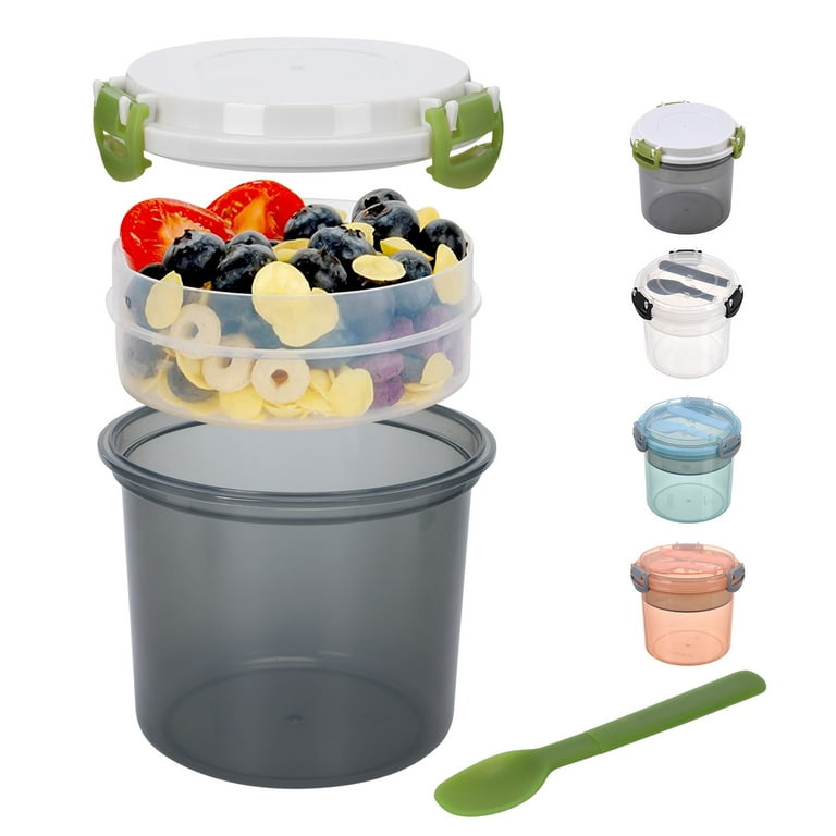 4 PCS Yogurt Parfait Cups with Lids, Reusable Yogurt Containers with Lids  and Spoons, Take and Go Yogurt Cup with Topping Cereal or Oatmeal  Container.
