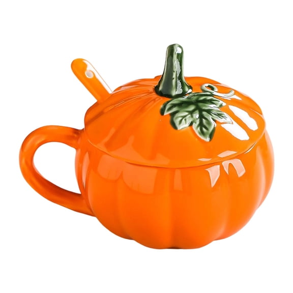 Christmas Decorations Pumpkin Glass Cup With Lid And Detachable Spoon For Hot And Cold Beverages Glass&Bottle