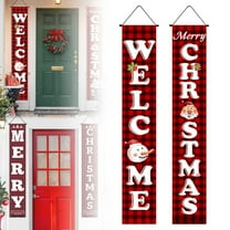 Christmas Decorations,Red Black Buffalo Plaid Sign Set for Festival Welcome Christmas Door Banner,Outdoor Yard & Front Porch,Indoor & Outdoor Xmas Decor for Home,Wall,Front Door,Yard,and Garage(A)
