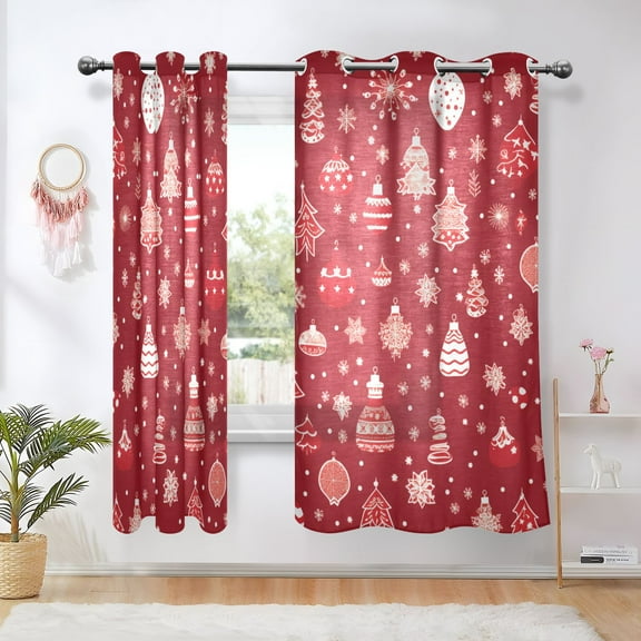Christmas Decorations Red Blackout Curtains Thermal Insulation 63 inch Grommet for Bedroom Living Room Bathroom Kitchen Windows 2 Pack