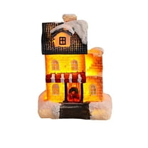 Christmas Decorations Resin Luminous Small House with Lights, European Style Snow House Christmas Small Gift