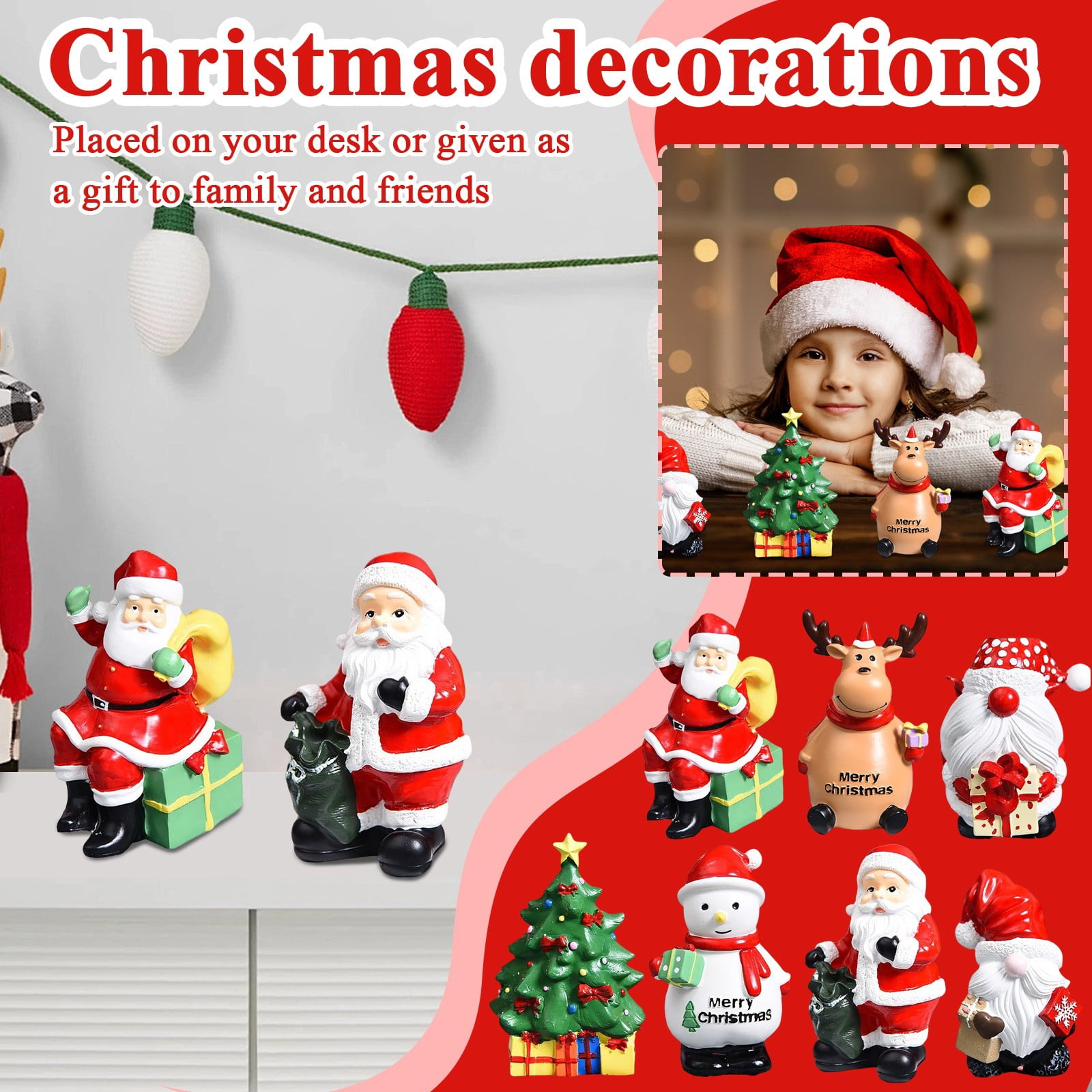 Santa Items Christmas Decorations Santa Claus Figurines Santa Statues Resin Santa ...