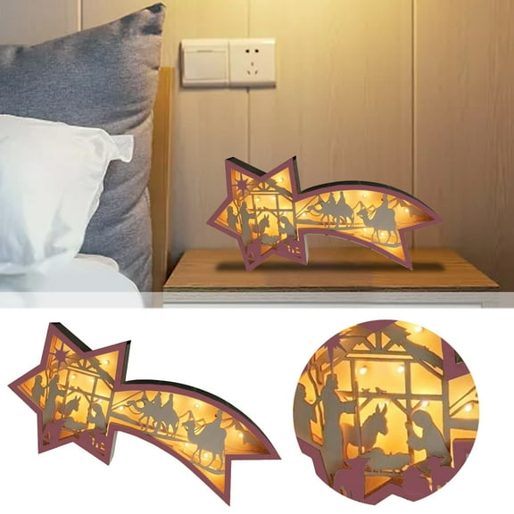 VOAVEKE Christmas Decorations, Nativity Scene Ornaments, Christmas Wooden Star Shaped Table Decor, The Birth Of Decoration, Religious Gifts for Family