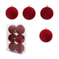 thumbnail image 1 of Christmas Decorations Set of 6 – 3.15in Flocked Velvet Christmas Balls in Red, White & Green, Multiple Styles for Tree, Party & Holiday Décor, 1 of 5