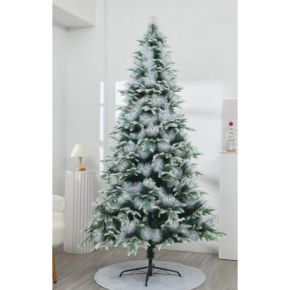 Christmas Decorations Snow Flocked Christmas Tree Premium Hinged Artificial Pines Tree,Metal Stand And 200- Branch Tips Easy To Instal Christmas Tree Decorations