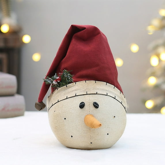 Christmas Decorations Snowman Doll, Christmas Tree Ornaments, Cloth Snowman Desktop Decoration with Hat, Multicolor Holiday Tabletop Figurine, 23x15x15cm Festive Home Accent